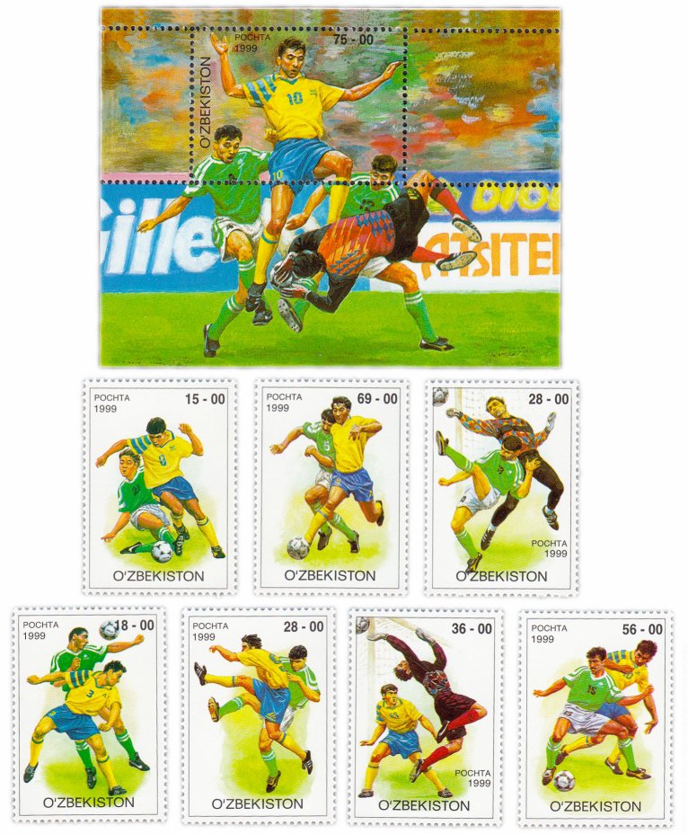 купить Узбекистан набор из 8 марок 1994 "Футбол"