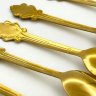 Купить Набор из шести чайных ложек с цветочным декором на черенках, сталь, золочение, полимерный материал, СССР, 1970-1990 гг.