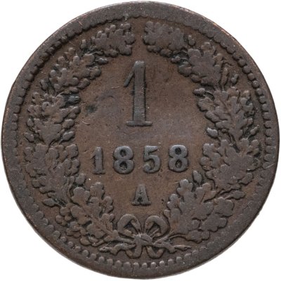 купить Австрия 1 крейцер 1858, знак монетного двора "A" - Вена