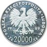 Купить Польша 20000 злотых (zlotych) 1989 "Чемпионат мира по футболу 1990 - футболист"
