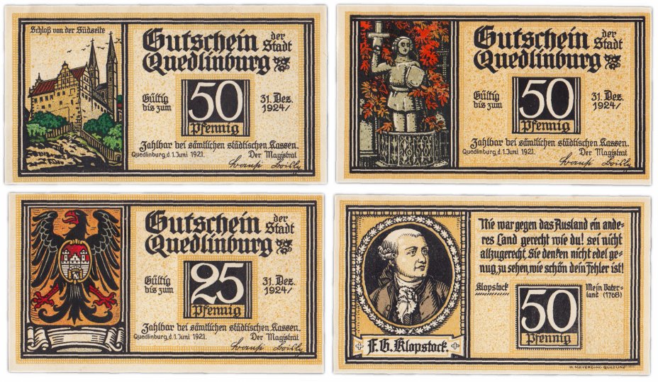купить Германия (Саксония: Кведлинбург) набор из 4-х нотгельдов 1921