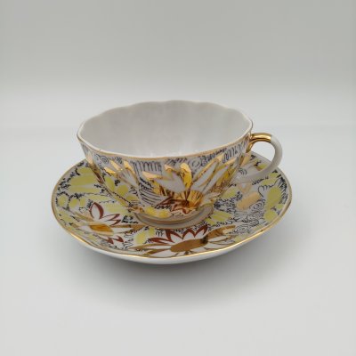 купить Пара чайная "Золотые ромашки", автор росписи Л.И. Григорьева, форма "Тюльпан", фарфор, деколь, золочение, Ленинградский фарфоровый завод (ЛФЗ), СССР, 1970-1986 гг.