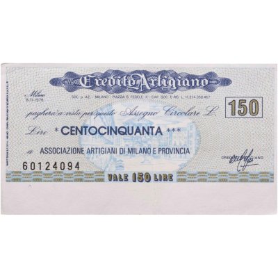 купить Италия банковский чек 150 лир 1976