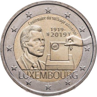 купить Люксембург 2 евро (euro) 2019 100 лет всеобщему избирательному праву