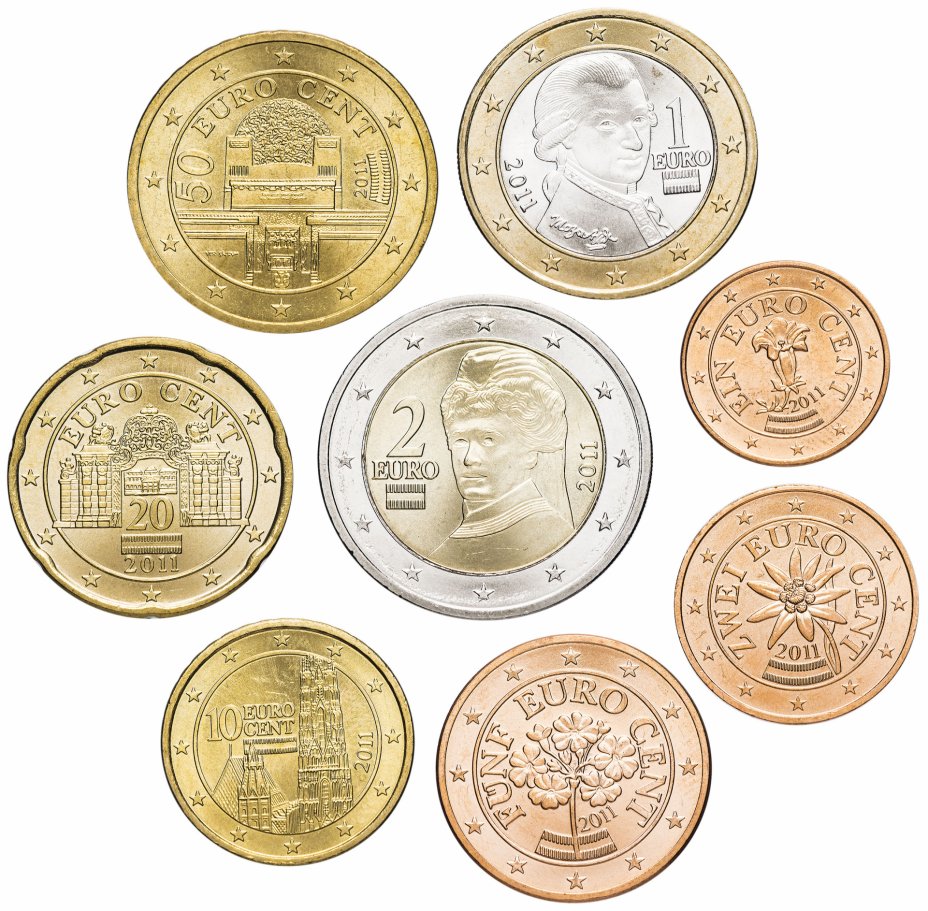 Монеты евро Австрии