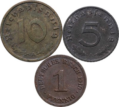 Купить Германия набор из 3 монет 1910 - 1942
