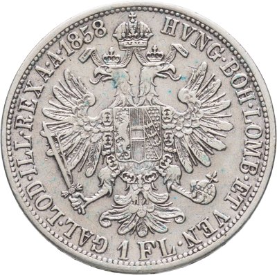 купить Австрия 1 флорин (florin) 1858 A знак монетного двора "A" - Вена Франц-Иосиф I