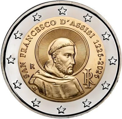 купить Италия 2 евро (euro) 2026 "800 лет со дня смерти Франциска Ассизского"