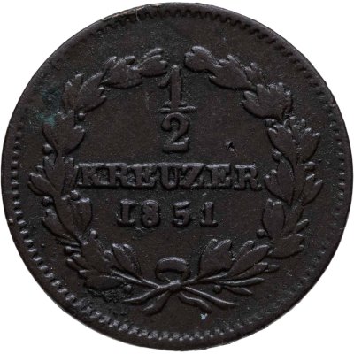 купить Германия, Баден, 1/2 крейцера 1851