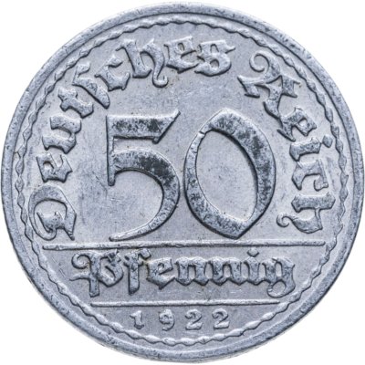 купить Германия (Веймарская республика) 50 пфеннигов 1922 "D"