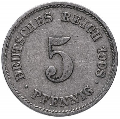 Купить Германия 5 рейх пфеннигов 1908 "E"