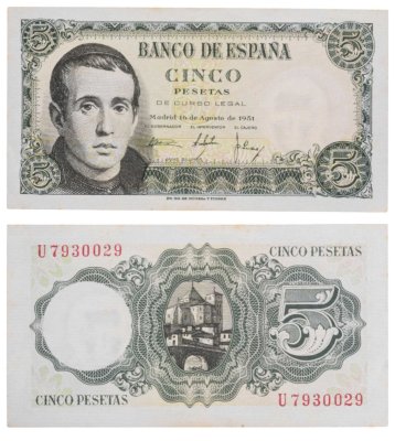 купить Испания 5 песет 1951 (Pick 140)