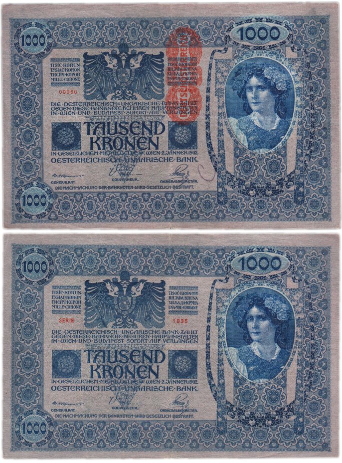 купить Австрия 1000 крон 1902 (1919) (Pick 59)