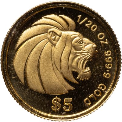 купить Сингапур 5 долларов 1990 "Знаки зодиака - Лев" в запайке