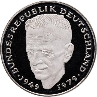 купить Германия 2 марки 1992 D Курт Шумахер, 30 лет Федеративной Республике (1949-1979) знак монетного двора: "D" - Мюнхен