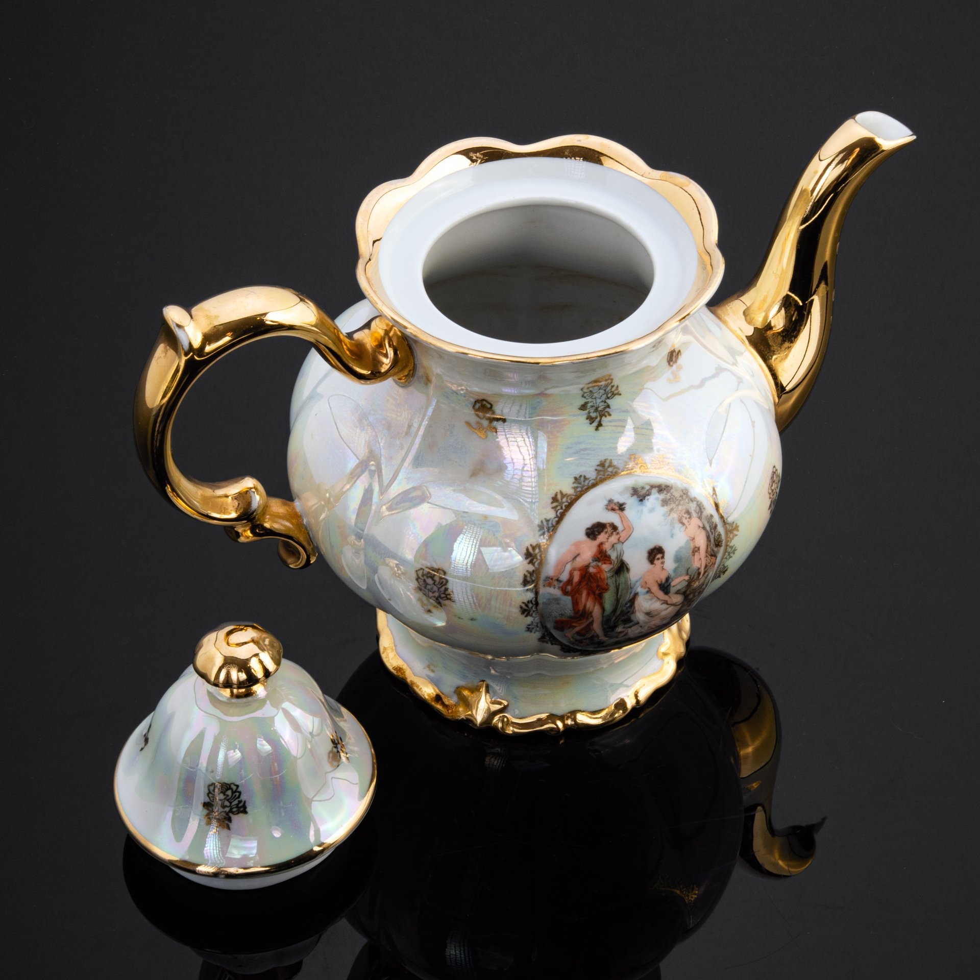 Чайник "Мадонна", фарфор, деколь, люстр, золочение, Sonneberg Porzellan ...