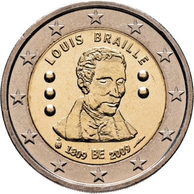 купить Бельгия 2 euro (евро) 2009 "200-летие Луи Брайля"