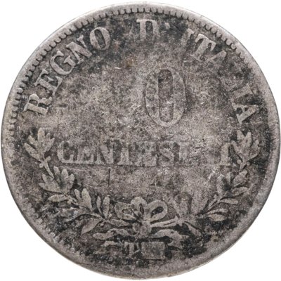 купить Италия 50 чентезимо (centesimi) 1863 T Номинал на реверсе знак монетного двора: "T" - Турин