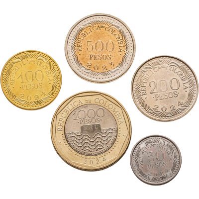 купить Колумбия, комплект из 5-ти монет 50, 100, 200, 500 и 1000 песо 2023-2024