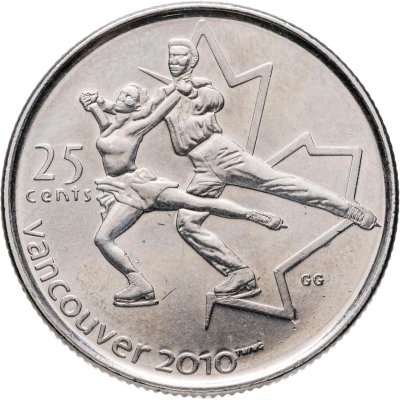 купить Канада 25 центов (квотер, quarter dollar) 2008 "XXI зимние Олимпийские Игры, Ванкувер 2010 - Фигурное катание"