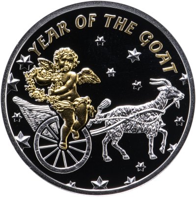 купить Ниуэ 1 доллар 2015 Proof "Китайский гороскоп - Год козы - ангел" с позолотой с сертификатом