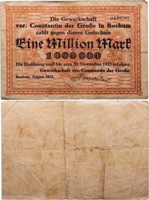 купить Германия, нотгельды, Бохум 1000000 марок 1923