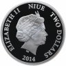 Купить Ниуэ 2 доллара 2014 "Год лошади позолота", в футляре с сертификатом