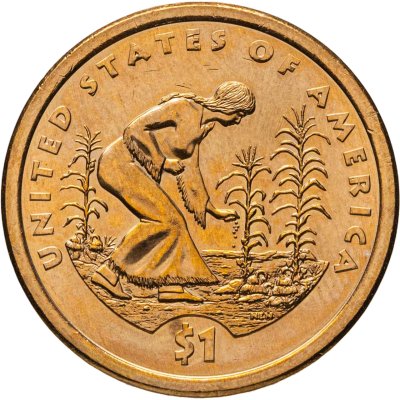 купить США 1 доллар (dollar) 2009 "Коренные Американцы - Посадка культур", Знак монетного двора D - Денвер