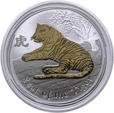 купить Австралия 1 доллар 2010 "Год тигра" позолоченный