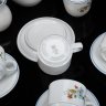 Купить Сервиз чайный (детский) на 4 персоны с цветочным декором в коробке (11 предметов), фарфор, деколь, картон, Colditz (Кольдиц), ГДР, 1970-1990 гг.
