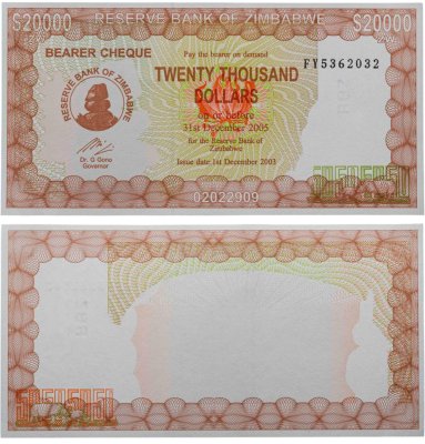 купить Зимбабве 20000 долларов 2003 (2005)