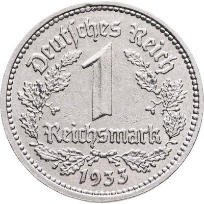 купить Германия, Третий Рейх 1 рейхсмарка 1933, знак монетного двора: "D"