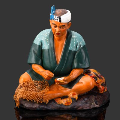 купить Кукла-хакато (博多人形) "Сборщик жемчуга", керамика, роспись, Япония, 1970-1990 гг.