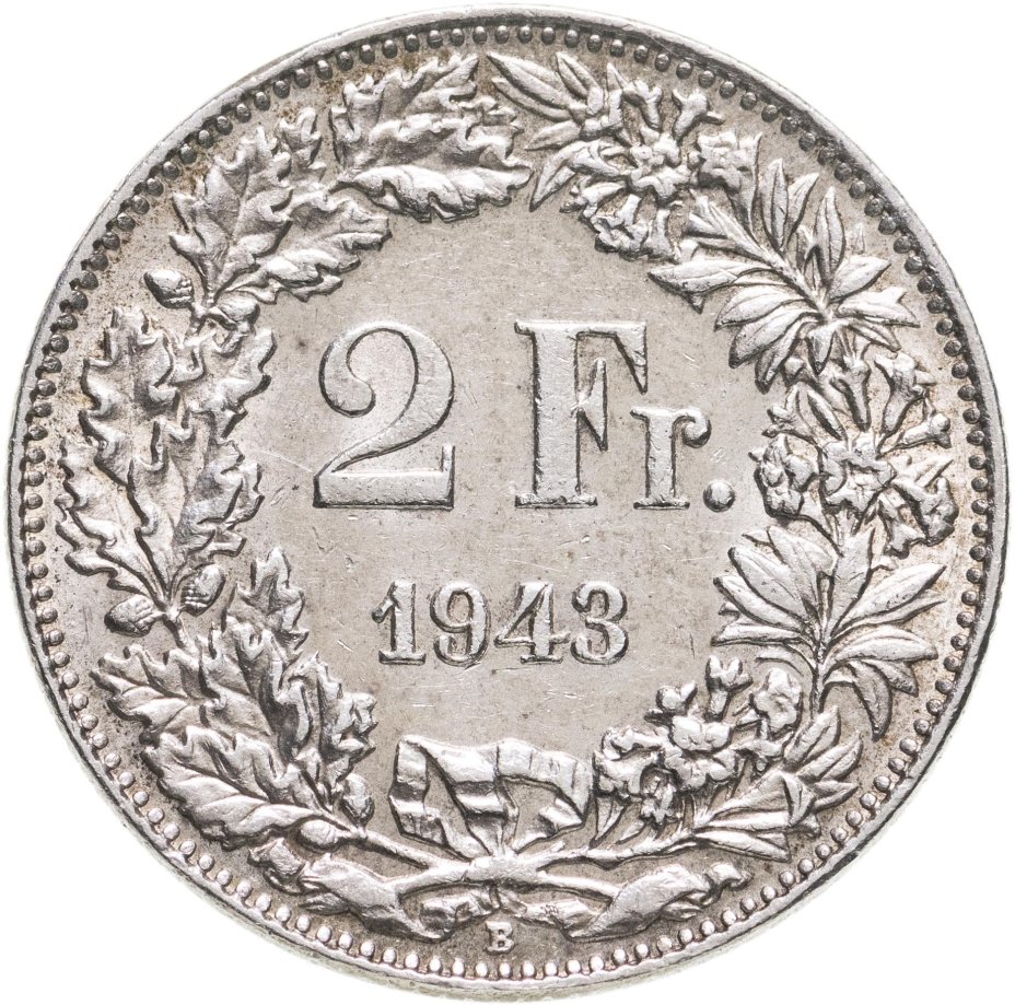 купить Швейцария 2 франка (francs) 1943