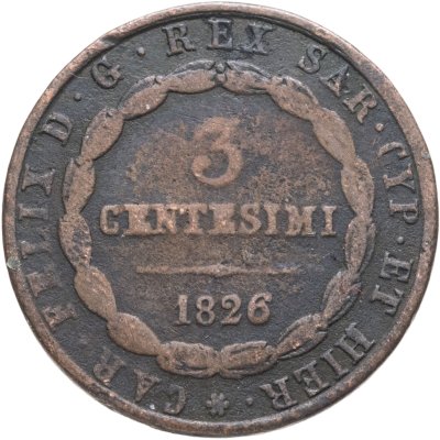 купить Сардиния 3 чентезимо 1826