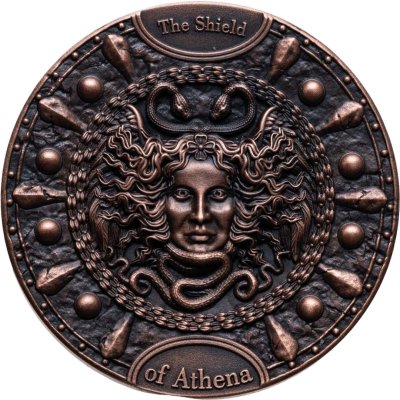 купить Остров Ниуэ 5 долларов 2022 "Щит Афины", в футляре с сертификатом