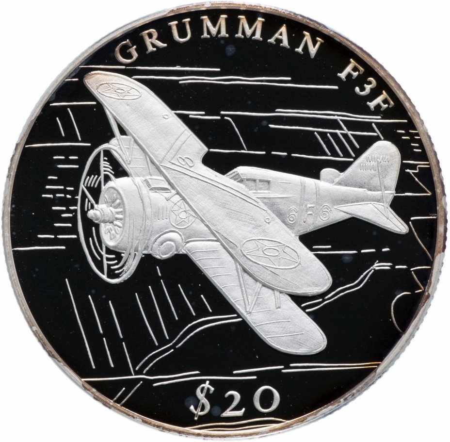 купить Либерия 20 долларов 2000 "Истребитель Grumman F3F"