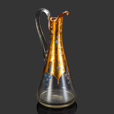 купить Графин с цветочным декором, стекло, роспись эмалями, золочение, Богемия, 1890-1920 гг.