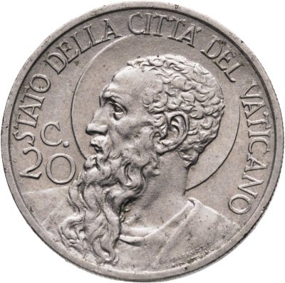 купить Ватикан 20 чентезимо (centesimi) 1931