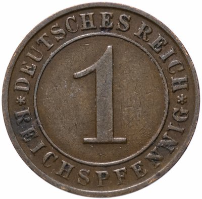 купить Германия 1 рейхспфенниг (reichspfennig) 1927 D знак монетного двора "D" — Мюнхен