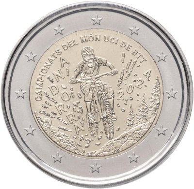 купить Андорра 2 евро 2024 "Чемпионат мира UCI по маунтинбайку 2024" в коинкарте