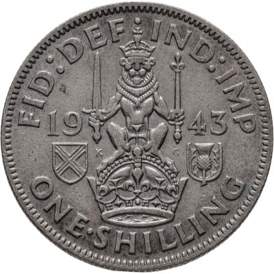 купить Великобритания 1 шиллинг (shilling) 1943 Шотландский шиллинг - лев, сидящий на короне