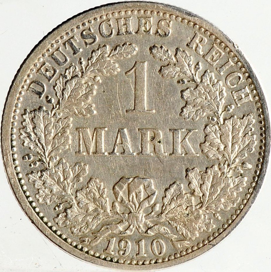 купить Германская Империя 1 марка 1910, серебро 900 пробы