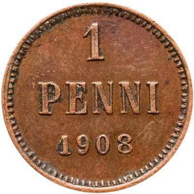 купить 1 пенни (penny) 1908, монета для Финляндии