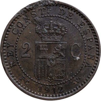 купить Испания 2 сентимо (centimos) 1912