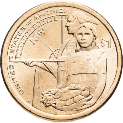 купить США 1 доллар (dollar) 2014 "Коренные Американцы - Гостеприимство индейцев", знак монетного двора: "Р" - Филадельфия