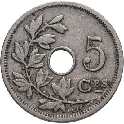 купить Бельгия 5 сантимов (centimes) 1907 Надпись на французском - 'BELGIQUE'