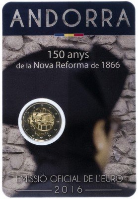 Купить Андорра 2 евро 2016 "150 лет Новой реформе 1866 года"