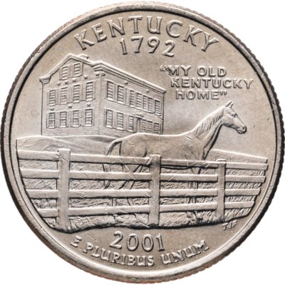 купить США 25 центов (квотер, 1/4 доллара, quarter dollar) 2001 P Кентукки (Kentucky) знак монетного двора "P" - Филадельфия