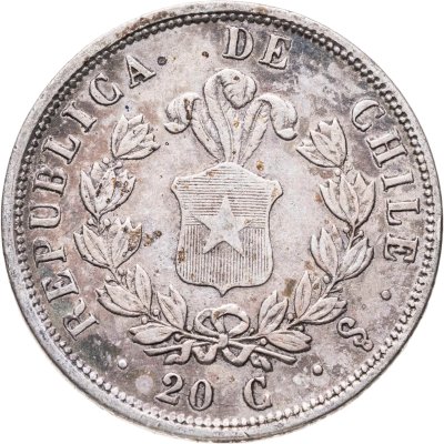 купить Чили 20 сентаво (centavos) 1862
